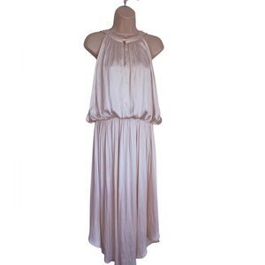 Cream Silky, Airy, Flowy Sleeveless Midi Dress Versatile Vacation Size Medium
